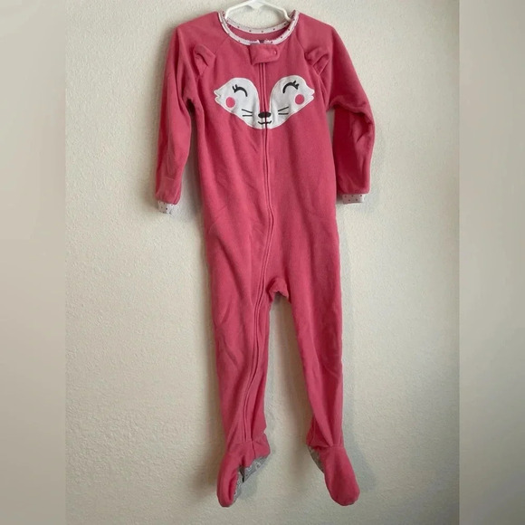 Carters toddler girls fleece footie pajamas pink fox print size 4T - Picture 6 of 6